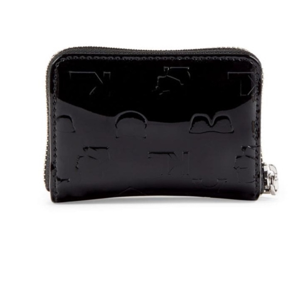 NEW Karl Lagerfeld Black Faux Patent Leather Compact Wallet - Picture 2 of 4